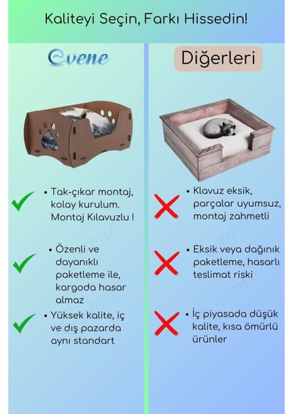 Büyük Kedi Yatağı Dekoratif Ahşap Dayanıklı Ceviz Renk Model 6