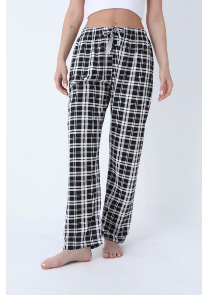 Erdenay Ekose Desenli Unisex Beli Lastikli Pamuklu Pijama Altı 1 Adet Rahat Tasarım