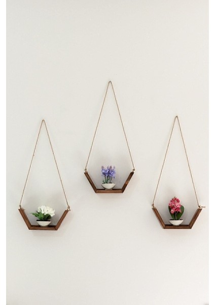 Ahşap 3'lü Duvar Rafı, Sandal ve Çiçeklik Seti, Modern ve Şık Tasarım fiyatları