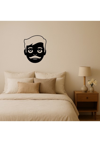 Gülümseyen Bıyıklı Emoji Dekoratif Tablo - NEONX1156-9330