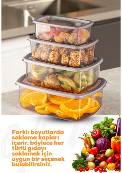 4'lü Hava Geçirmez Saklama Kabı Seti Antrasit 250-1200 ml fiyatları