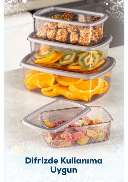 4'lü Hava Geçirmez Saklama Kabı Seti Antrasit 250-1200 ml fırsatları