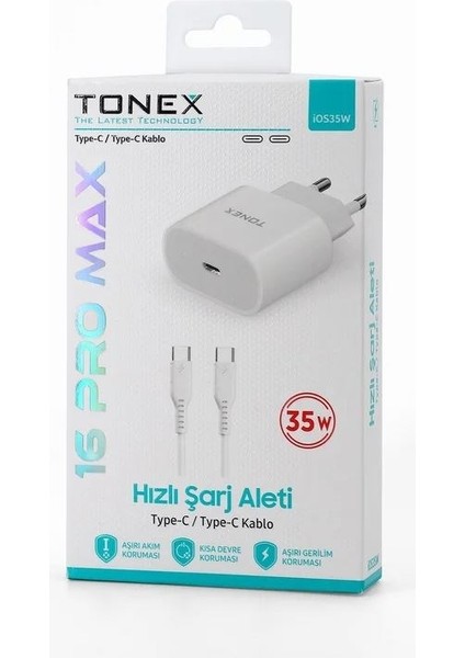 İOS35W Type-C To Type-C 35W 3.4A Yeni Nesil Şarj Aleti Seti