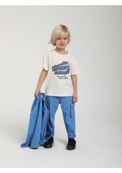 Erkek Bebek Pamuklu Dinozor Baskılı Tshirt