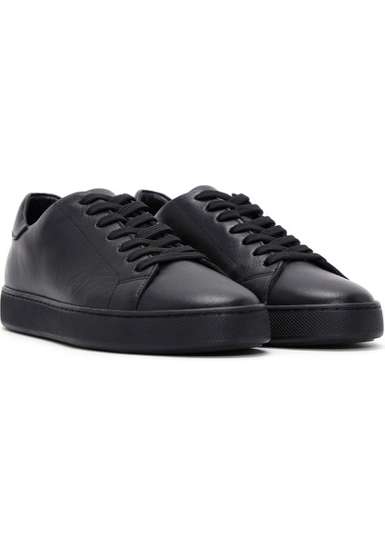Erkek Siyah Bağcıklı Deri Sneaker 25WFD640618 modelleri