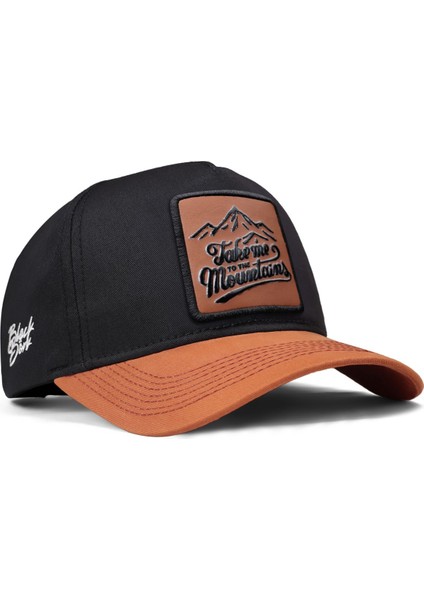 V1 Baseball Mountains - 1cs Kod Logolu Unisex Kiremit Siperli-Siyah Şapka