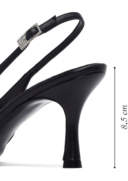 Kadın Siyah Arkası Açık Ince Topuklu Deri Ayakkabı 25AFD162118 fiyatları