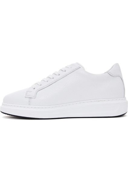 Erkek Beyaz Bağcıklı Deri Sneaker 25WFD640718 fiyatları