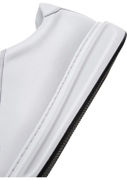 Erkek Beyaz Bağcıklı Deri Sneaker 25WFD640718