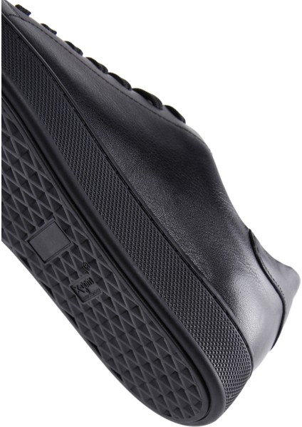 Erkek Siyah Bağcıklı Deri Sneaker 25WFD640618
