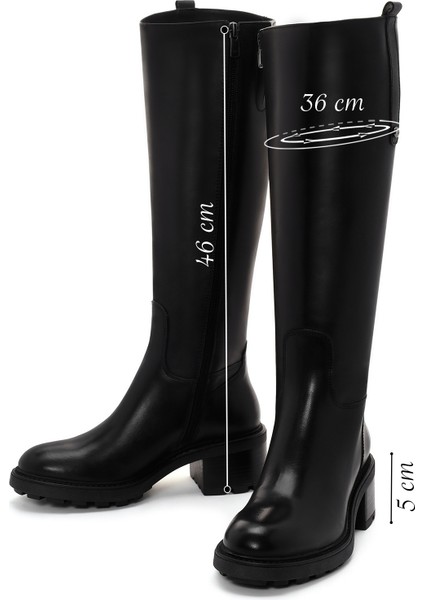 Kadın Siyah Fermuarlı Kısa Topuklu Deri Çizme 25WFD280918 fiyatları