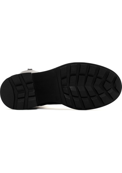 Kadın Siyah Fermuarlı Kısa Topuklu Deri Çizme 25WFD280918