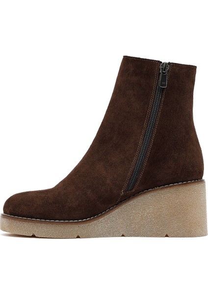 Kadın Kahverengi Fermuarlı Dolgu Topuklu Süet Deri Bot 25AFD152710 fırsatları