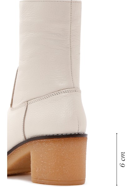 Kadın Krem Fermuarlı Kısa Topuklu Deri Bot 25WFD1513FT fiyatları