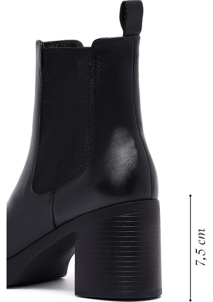 Kadın Siyah Kalın Topuklu Deri Chelsea Bot 25WFD153718 fiyatları