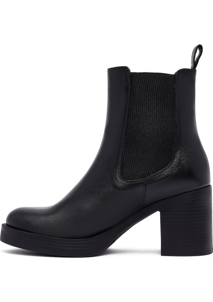 Kadın Siyah Kalın Topuklu Deri Chelsea Bot 25WFD153718 fırsatları