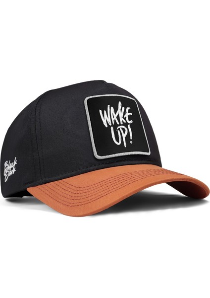 V1 Baseball Wake Up - 3sb Kod Logolu Unisex Kiremit Siperli-Siyah Şapka