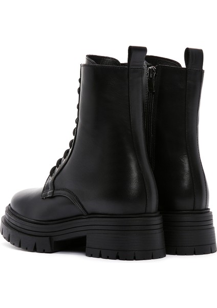 Kadın Siyah Fermuarlı Kalın Tabanlı Deri Postal Bot 25WFD140218 fırsatları