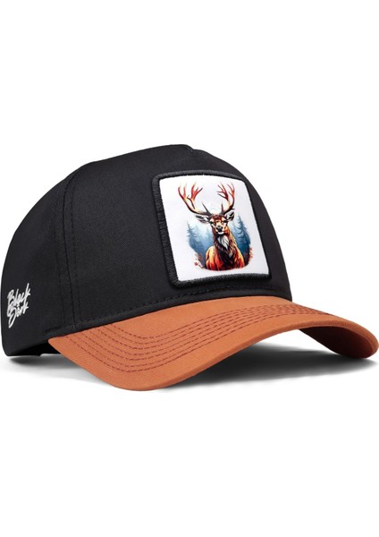 V1 Baseball Geyik - 1bs Kod Logolu Unisex Kiremit Siperli-Siyah Şapka