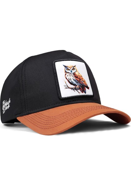 V1 Baseball Baykuş - 7bs Kod Logolu Unisex Kiremit Siperli-Siyah Şapka