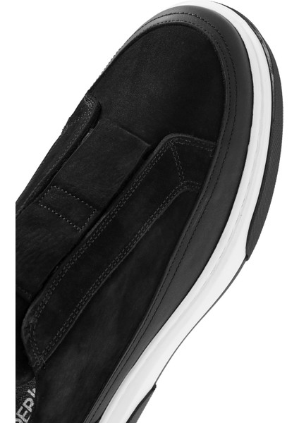 Erkek Siyah Kalın Tabanlı Süet Deri Sneaker 25WFD641310