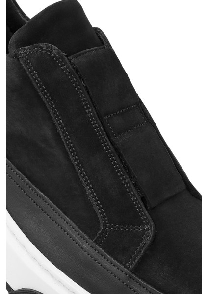 Erkek Siyah Kalın Tabanlı Süet Deri Sneaker 25WFD641310