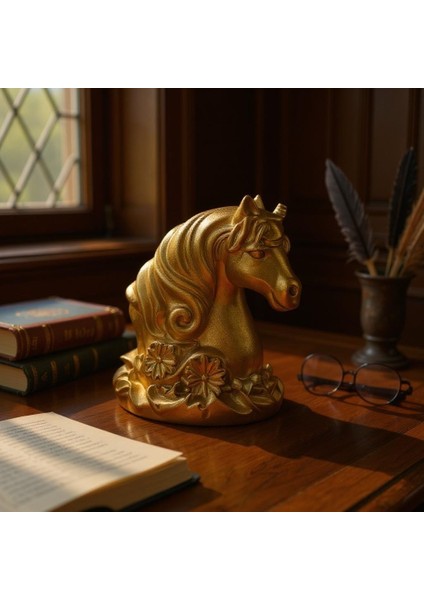 Altın Renkli Unicorn Biblo- Dekoratif At fırsatları
