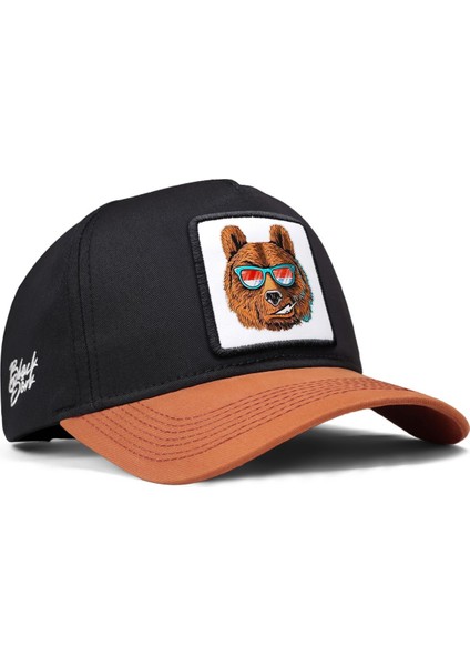 V1 Baseball Ayı - 3bs Kod Logolu Unisex Kiremit Siperli-Siyah Şapka