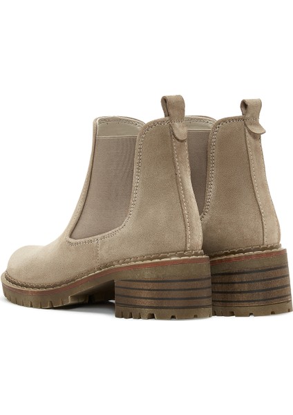 Kadın Bej Kalın Tabanlı Süet Deri Chelsea Bot 25WFD180010