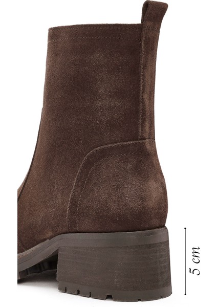 Kadın Kahverengi Fermuarlı Süet Deri Bot 25WFD151410 fiyatları