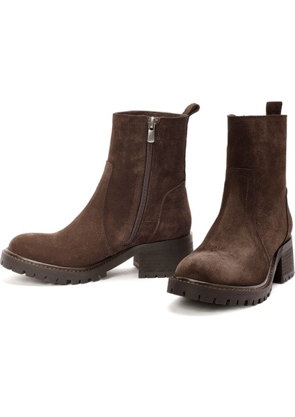Kadın Kahverengi Fermuarlı Süet Deri Bot 25WFD151410 modelleri