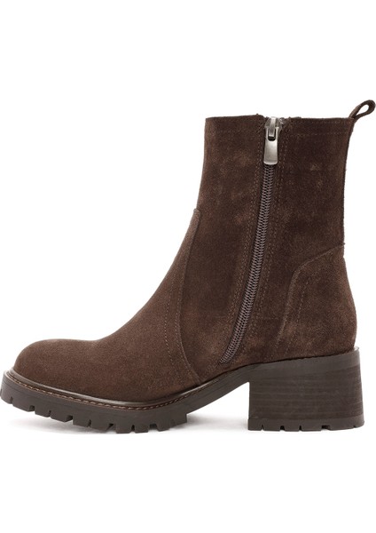 Kadın Kahverengi Fermuarlı Süet Deri Bot 25WFD151410 fırsatları