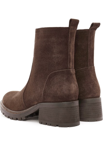 Kadın Kahverengi Fermuarlı Süet Deri Bot 25WFD151410