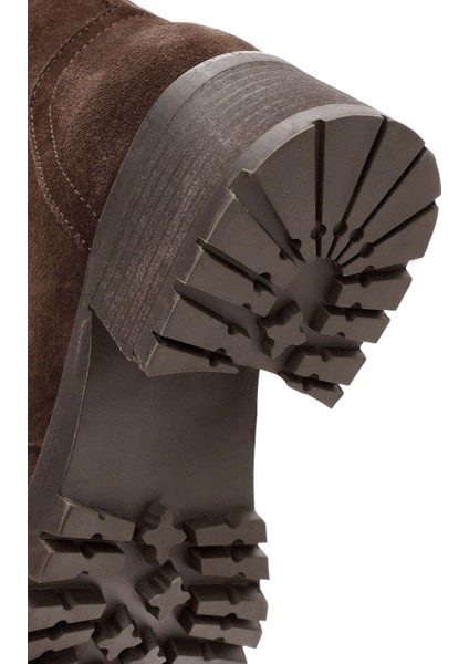 Kadın Kahverengi Fermuarlı Süet Deri Bot 25WFD151410