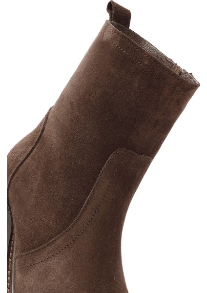 Kadın Kahverengi Fermuarlı Süet Deri Bot 25WFD151410