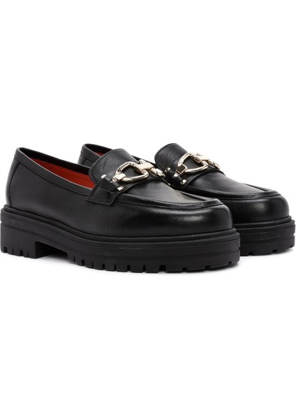 Gritti Kadın Siyah Toka Detaylı Deri Maskülen Loafer 25AFD110018 modelleri