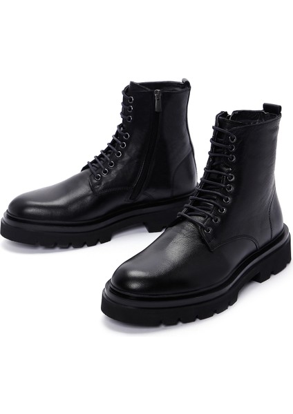 Erkek Siyah Fermuarlı Deri Casual Bot 25WFD620318 modelleri