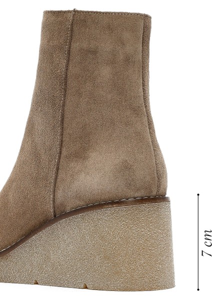 Kadın Vizon Fermuarlı Dolgu Topuklu Süet Deri Bot 25AFD152710 fiyatları