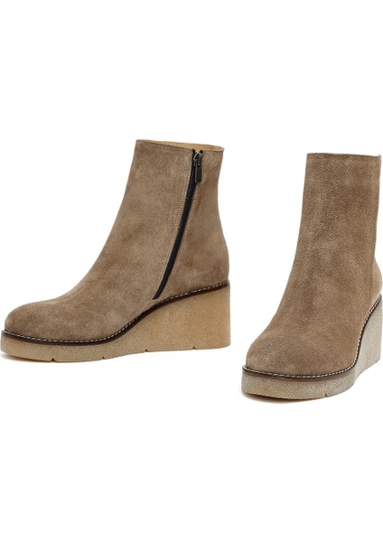 Kadın Vizon Fermuarlı Dolgu Topuklu Süet Deri Bot 25AFD152710 modelleri