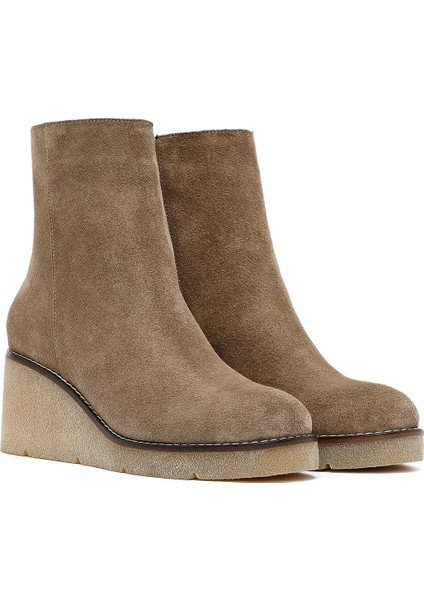 Kadın Vizon Fermuarlı Dolgu Topuklu Süet Deri Bot 25AFD152710 fırsatları