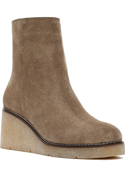 Kadın Vizon Fermuarlı Dolgu Topuklu Süet Deri Bot 25AFD152710