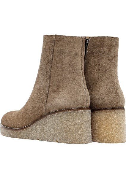 Kadın Vizon Fermuarlı Dolgu Topuklu Süet Deri Bot 25AFD152710