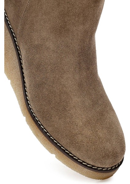 Kadın Vizon Fermuarlı Dolgu Topuklu Süet Deri Bot 25AFD152710