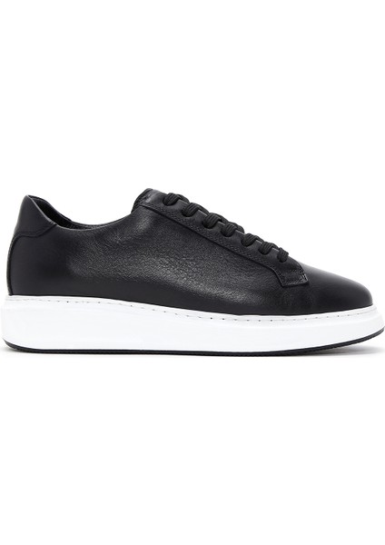 Erkek Siyah Bağcıklı Deri Sneaker 25WFD640718