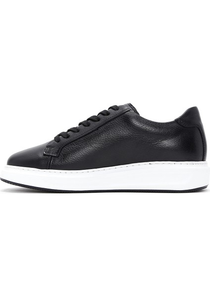 Erkek Siyah Bağcıklı Deri Sneaker 25WFD640718 fiyatları