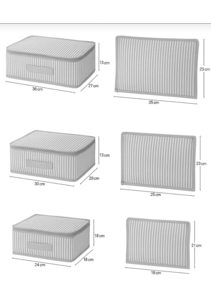6'lı Valiz Içi Düzenleyici Set/bavul Içi Organizer Seyehat Çantası Hurç Seti Gri Çizgili fırsatları