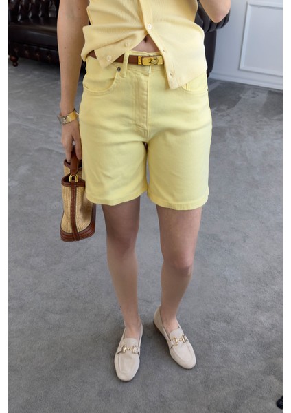 Regular Premium Denim Şort- Sarı