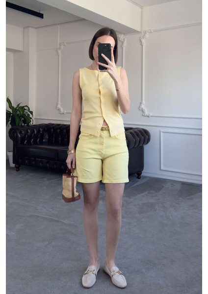 Regular Premium Denim Şort- Sarı fırsatları