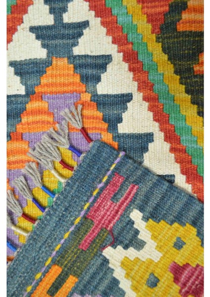 Yün Iplikten El Dokuma Koyu Yeşil Afgan Kilim 82X122 cm (1 M²) indirimleri