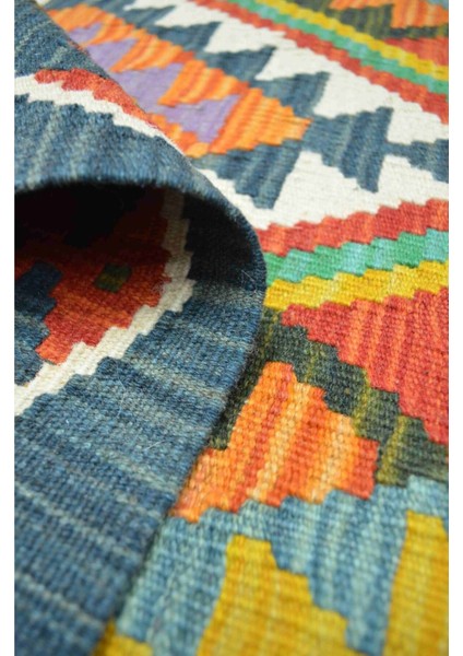 Yün Iplikten El Dokuma Koyu Yeşil Afgan Kilim 82X122 cm (1 M²)